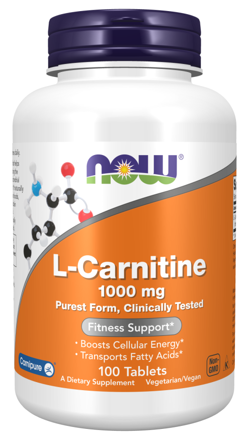 NOW FOODS L-Carnitine 1000 mg 100 Tablets boosts cellular energy 11/29EXP