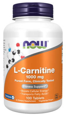 NOW FOODS L-Carnitine 1000 mg 100 Tablets boosts cellular energy 11/29EXP