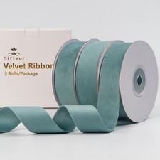 Velvet Ribbon Dusty Green 1 Inch x 15Yd Double Faced Velvet Ribbon for Gift W...