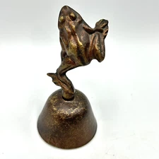 Vintage Dancing Frog Bell Metal Gold Brass Kaeru Whimsical Fantasy