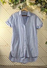ZARA TRAFALUC Women's Striped Shirt Dress Collar Blue White Size Small