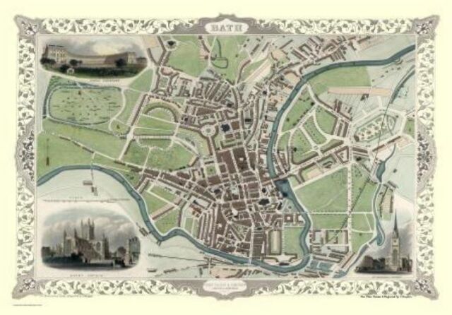 Bath 1851 Map John Tallis 1000 Piece Jigsaw 690mm x 480mm(jg)