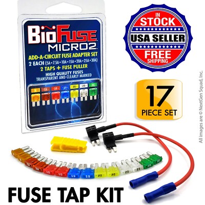 BioFuse  Micro2 Add Circuit Fuse Tap Adapter Set - 2 Holders - 14 Fuses + puller
