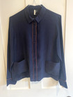 Top Shop Navy silk long sleeved blouse 10