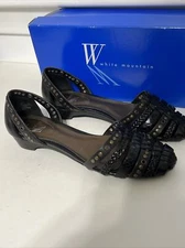 WHITE MOUNTAIN Barkin Ballet Flats Womens Black Beaded Dress Sandals Size 6.5