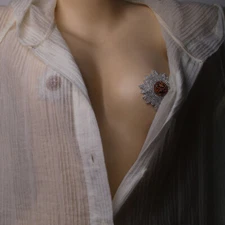 Women Rhinestone Nipple cover Sunflower Jewelry Metal Body Chain Bralet 33751