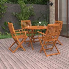  itzcominghome 5 Foldable Garden Dining Set Solid wood Table parasol hole Chair
