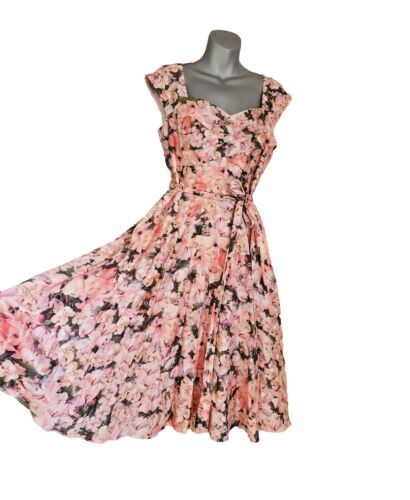 PHASE EIGHT ROSALIA MIDIKLEID ROSA GRÜN PFIRSICH GEBLÜMT 50ER JAHRE AUSGESTELLT 12 EINMAL 189 £ - Bild 3 von 12