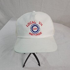 Vintage Union 80's Local 974 UAW Retiree SnapBack Hat Mesh Trucker Made in USA