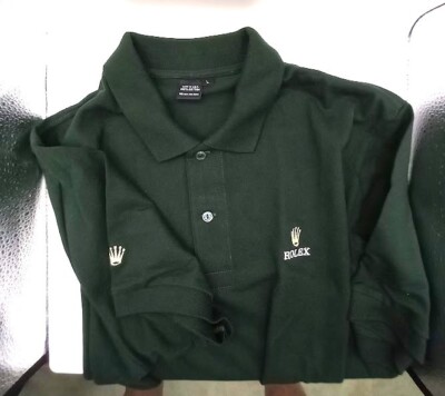 *** Rolex Authentic ( L ) AD Rolex Green  Shirt Embroidered  100% Cotton  ***
