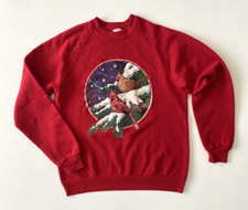 Women's Vintage 1990 Jerzees Graphic Sweatshirt Cardinal Birds Made in USA Sz L