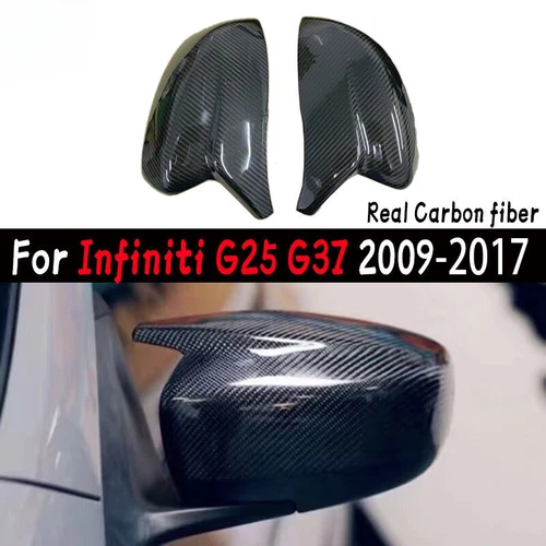 Real Carbon Fiber OX Horn Side Mirror Cover For Infiniti G37 G35 G25 2007-2013