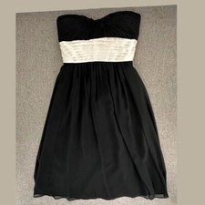 Bill Levkoff Bridesmaid Dress Chiffon Party Evening Wear 6 Black  Off White.