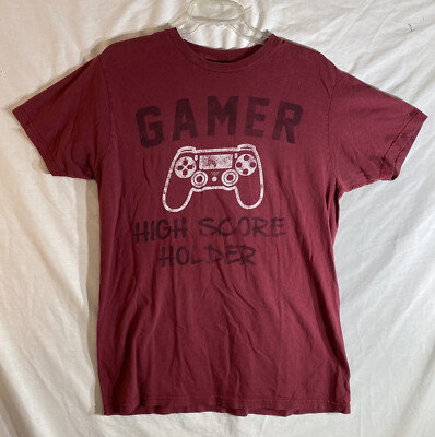 Gamer High Score Holder L T-Shirt Red PlayStation Controller Graphic