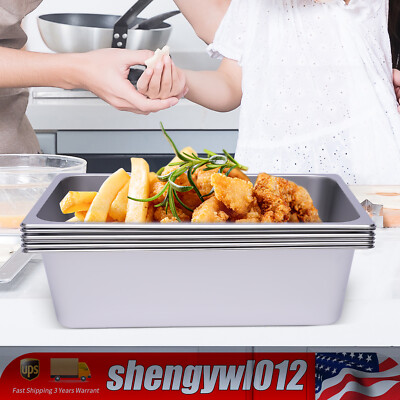6Pcs Steam Table Pans Full Size 6'' Deep Stainless Steel Catering Buffet Pan