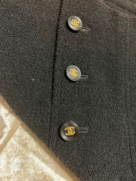 CHANEL Back COCO Mark Button Knee Length Skirt Wo… - image 3