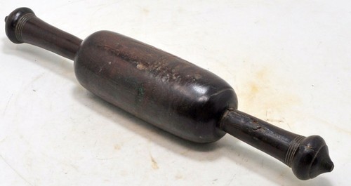 Antique Wooden Kitchenware Chapati Bread Rolling Pin Original Old Hand Carved Bi - 第 1/4 張圖片