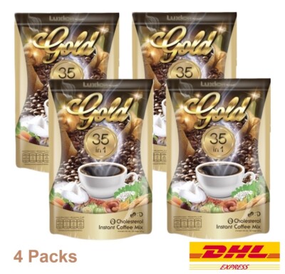 4 x Luxica Gold Instant Coffee Mix 35 in 1 Herbal Healthy Diet No Sugar Natural