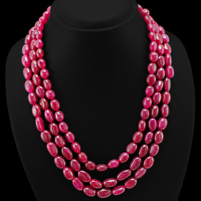 TOP DEMANDED 650.00 CTS NATURAL ENHANCED RUBY OVAL SHAPE BEADS NECKLACE (DG)