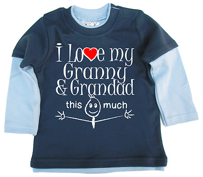 Baby Skater Top ''I Love My Granny & Grandad this Much'' Long Sleeved Tee