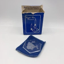 Vintage Henco Crystal Clear Ornament Christmas Tree and Child 1987 Orig Box