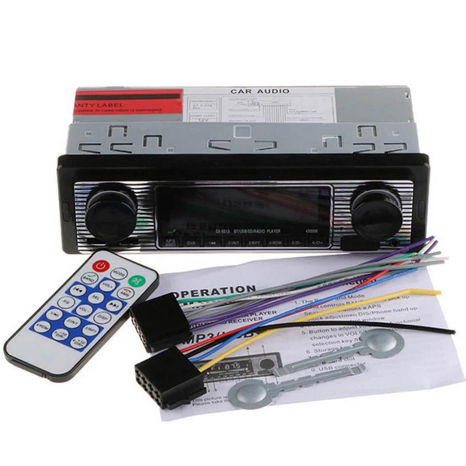 Radio estéreo retro Bluetooth único 1 din para automóvil USB/AUX/RCA/FM reproductor de MP3 retro Foto 3 de 4