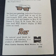 1957 Monsanto Rez Wall Paneling Vintage Print Ad St Louis MO Natural Grain