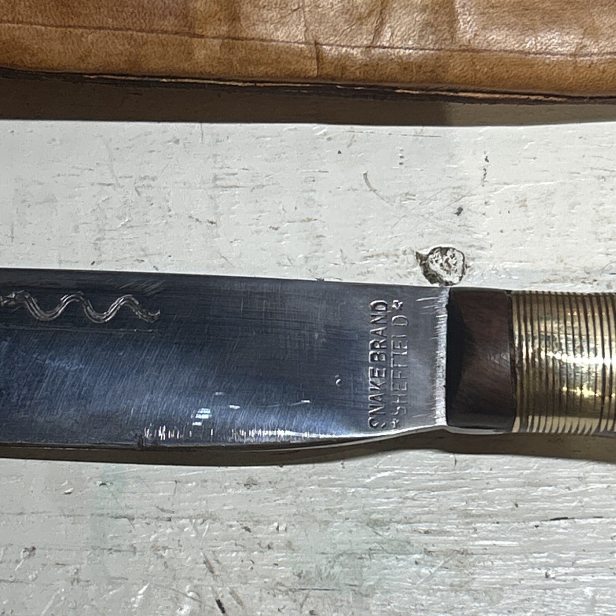 Antique Snake Sheffield American Indian Trade Knife With Sheath