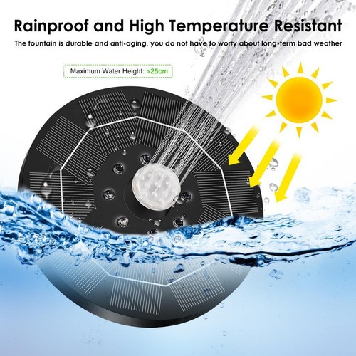 3W Solar Springbrunnen 8 LED Teichpumpe Solarbrunnen Wasserpumpe Brunnenpumpe - Bild 2 von 12