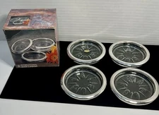 Vintage Set Of 4 International Silver Company Glass/Silverplated Rim Coasters