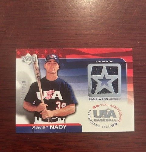2004 UD Team USA Baseball XAVIER NADY Certified Game Used Jersey Card