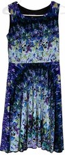 Cynthia Rowley Dress Size 4 Purple Floral Fit & Flare Sleeveless Summer