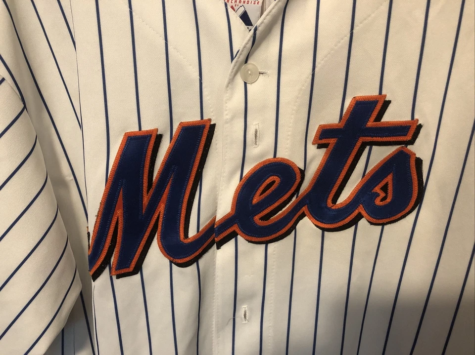 Vintage Pin Stripe New York Mets MLB Majestic Baseball Jersey XL? - Image 4 of 4
