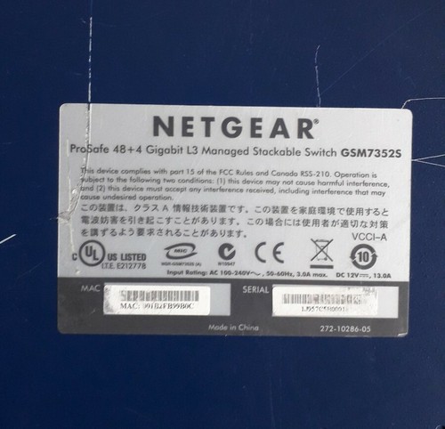 Netgear GSM7352S 48+4 Gigabit L3 managed Switch No Rack mount ear - Picture 5 of 6