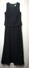 Karen Miller New York Black Beaded Elegant Evening Sleeveless Maxi Dress Size 4P