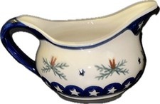 BOLESLAWIEC POLISH ART POTTERY GRAVY BOAT - CHRISTMAS