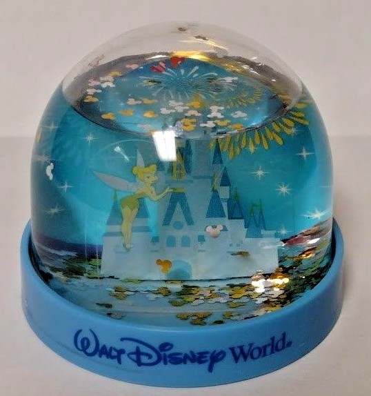 Walt Disney World Park Round Castle Tinker Bell Plastic Snow Globe Rare