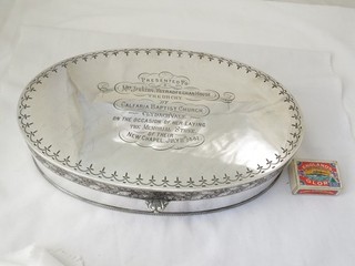 BIG SILVER PLATED BOX YSTRADFECHAN HOUSE CALFARIA CHURCH CLYDACH VALE 1881