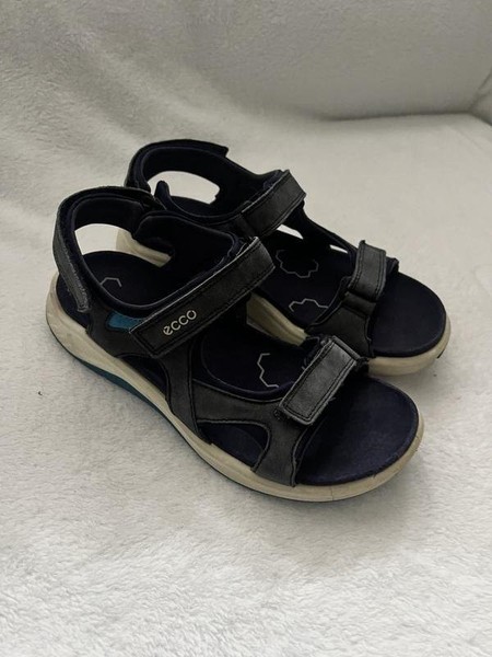 Men Ecco Sandals Navy Leather 38