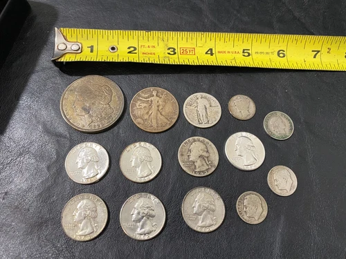 Silver coin lot 1921 dollar 1940 quarter quarters dimes and more 98g