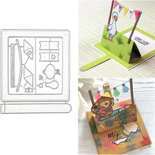 Pop-Up Slider Card Metal Die Cuts,Flag Light Frame Wedding Cutting Dies Cut Sten