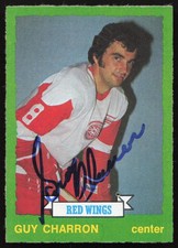 Guy Charron Signed 1973-74 O-Pee-Chee Card 220 Detroit Red Wings