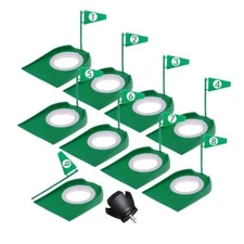 9 Pack Golf Putting Cups with Flags, Plastic Golf Training Aids with Golf Green