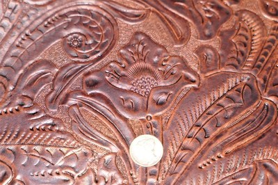 Beautiful Brown Western Floral Flower Print Cow Hide Leather Skin ua3 hijk