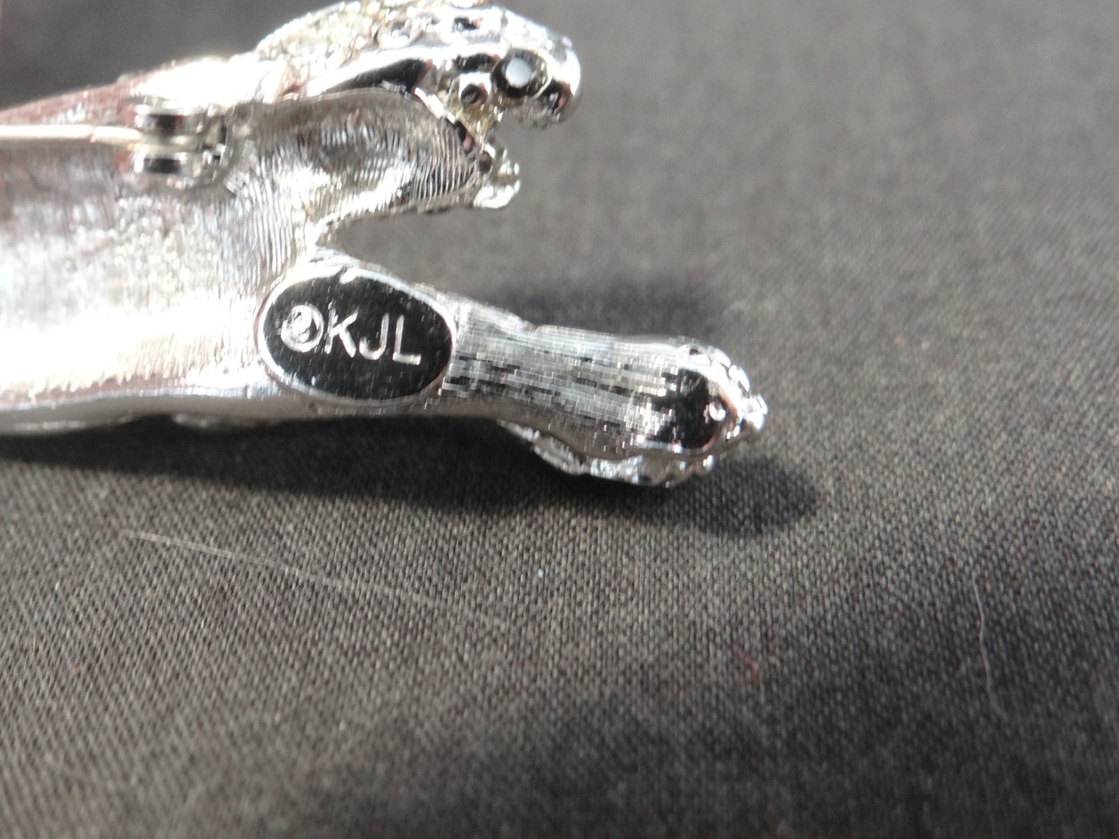 Vtg Panther Cat Brooch Panther Pin Signed KJL Ken… - image 4