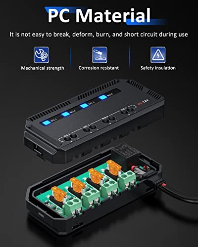  12V Fuse Block, Universal 20A Motorcycle Fuse Relay Box Kit with LED Warning 