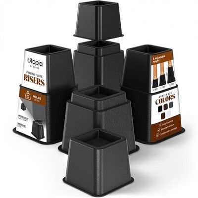 Bed Riser, 3 & 5 Inches Adjustable Furniture Risers for 8 Inch Combined Furni...