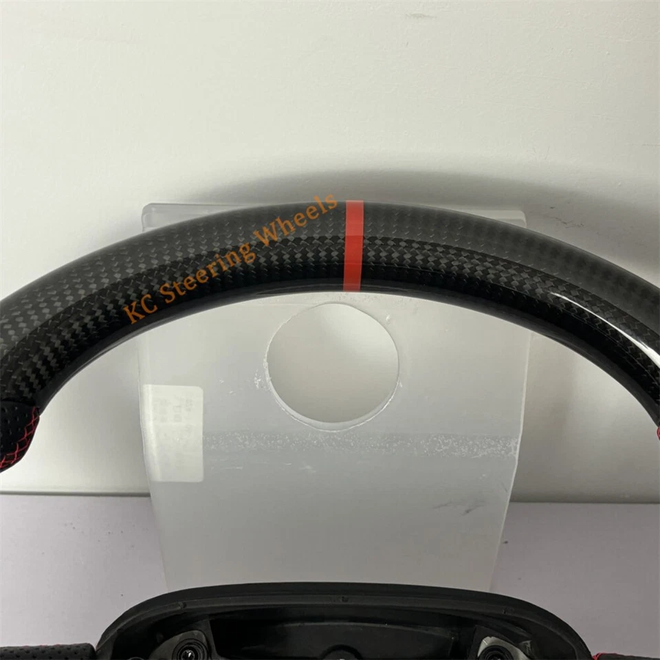 Custom Carbon Fiber black leather Steering Wheel for 2015-2022 Dodge Challenger - Image 2 of 4