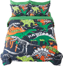 Dinosaur Bedding Set for Boys - 7 Piece T-Rex Comforter  Sheet Set