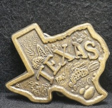XC05119 NOS VINTAGE 1970s TEXAS STATE COMMEMORATIVE ARTWORK MENS BELT BUCKLE